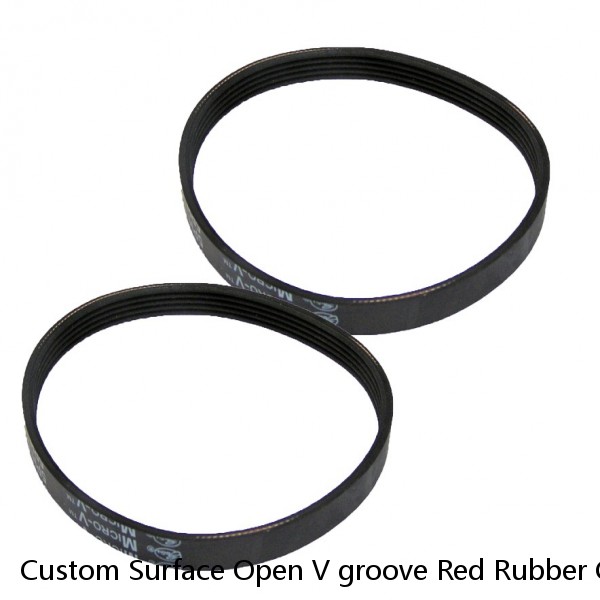 Custom Surface Open V groove Red Rubber Coating polyurethane Timing belt for Lipstick, lighter,Cotton swabs production line #1 image
